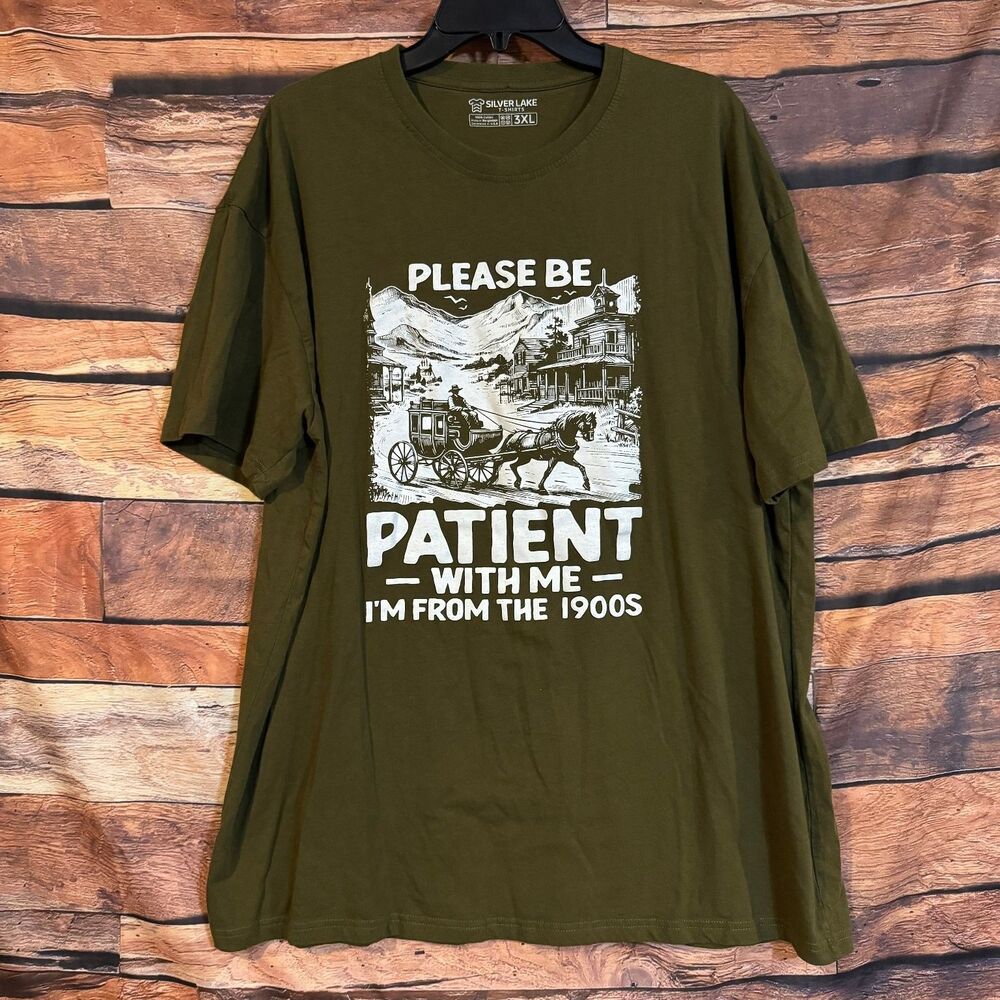 Silver Lake Men's Olive Green 3XL 100% Cotton "I'm From The 1900s" T-Shirt